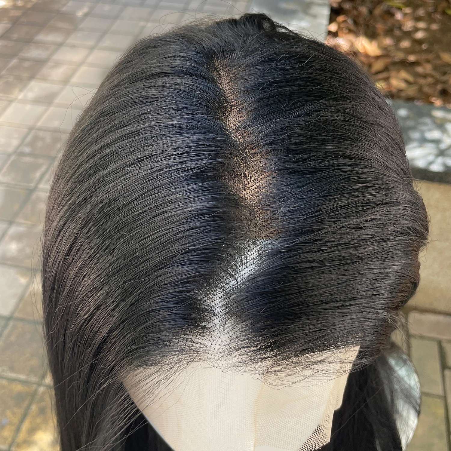 #1B Jet Black Synthetic Hair Full Lace Wigs for Black Women Heat Resistant 26 Inch Long Straight Full Hand Tied Free Part 150% - Image 5