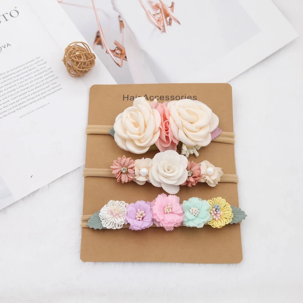 Baby Girl Headband Set Cute Baby Elastic Hair Band Flower Toddler Headbands Headwear Kids Accessories 3pcs/set - Image 14