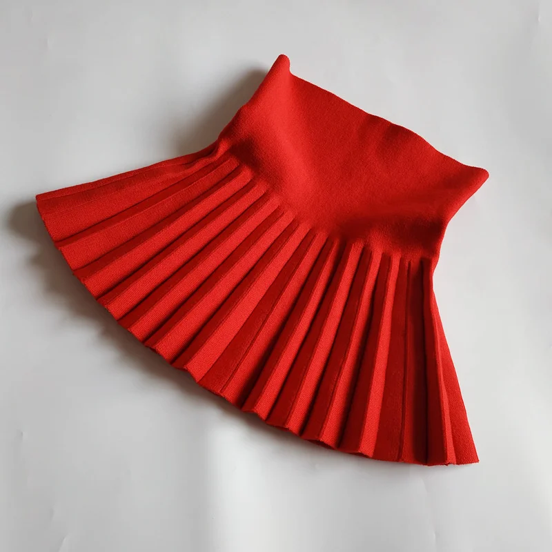 Children's Skirts2022 Autumn/Winter Girls' Skirts Children's Knitted Pleated Short Skirts High Waist Pleated Skirts Solid Color - Image 7