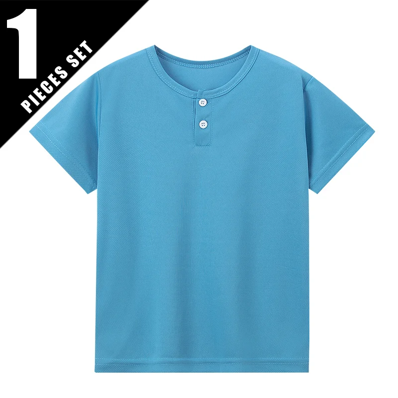 3/1 Pcs Children's Quick-drying Multicolor Breathable Henry Short-sleeved Boy Casual Fashion Button Top Joker Gentleman Student - Image 7