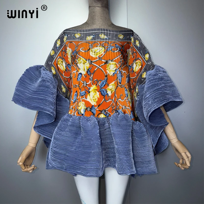 WINYI Summer Clothes Africa Pleated Elastic Casual Top Kawaii Jacket Beach Cover Up Women's T-Shirts Evening Dress - Image 8