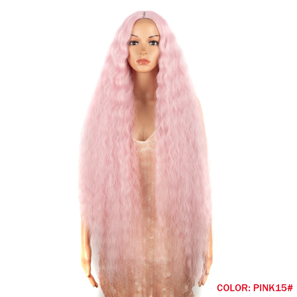 FASHION IDOL Synthetic Lace Wigs 42 Inch Long Cosplay Curly Hair Blonde 613 Pink Colorful Wigs For Woman Synthetic Lace Wig - Image 14