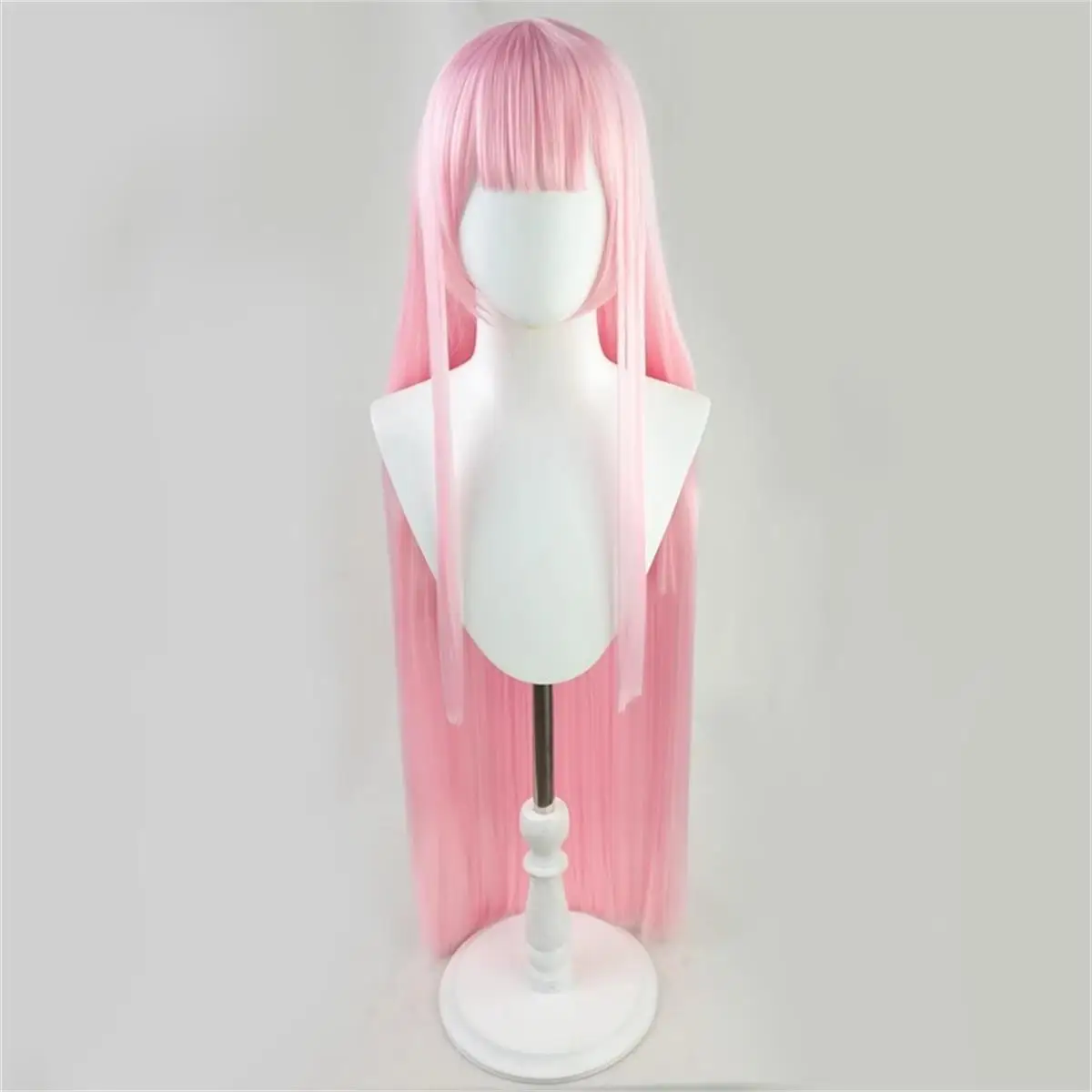 Pink Straight Long Wig Synthetic Hair Flat Bangs Cosplay Anime Party Costume Daily Wear Full Wigs for Women Girls - Image 2
