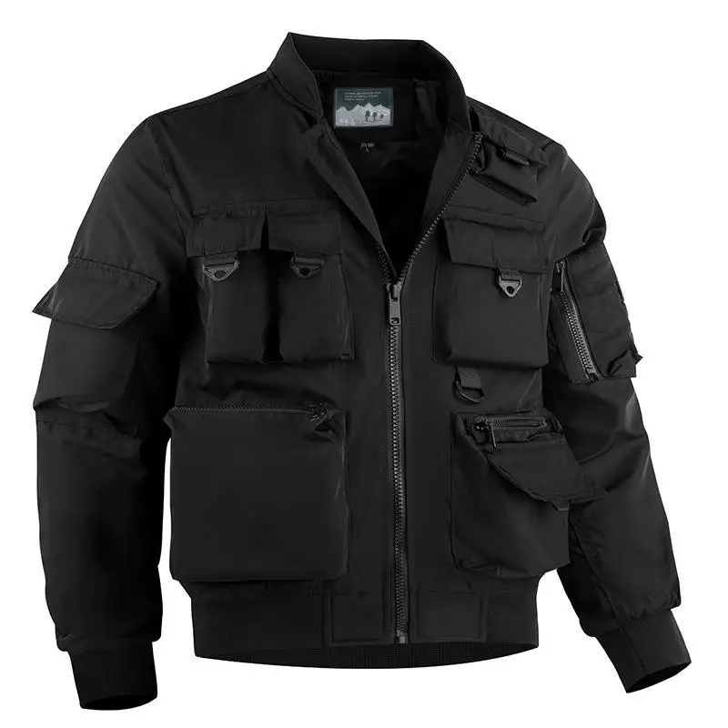 Spring And Autumn Men's Pilot Jacket Baseball Jacket Functional Multi Pocket Thin Wear Resistant Jacket Workwear Printed LOGO - Image 3