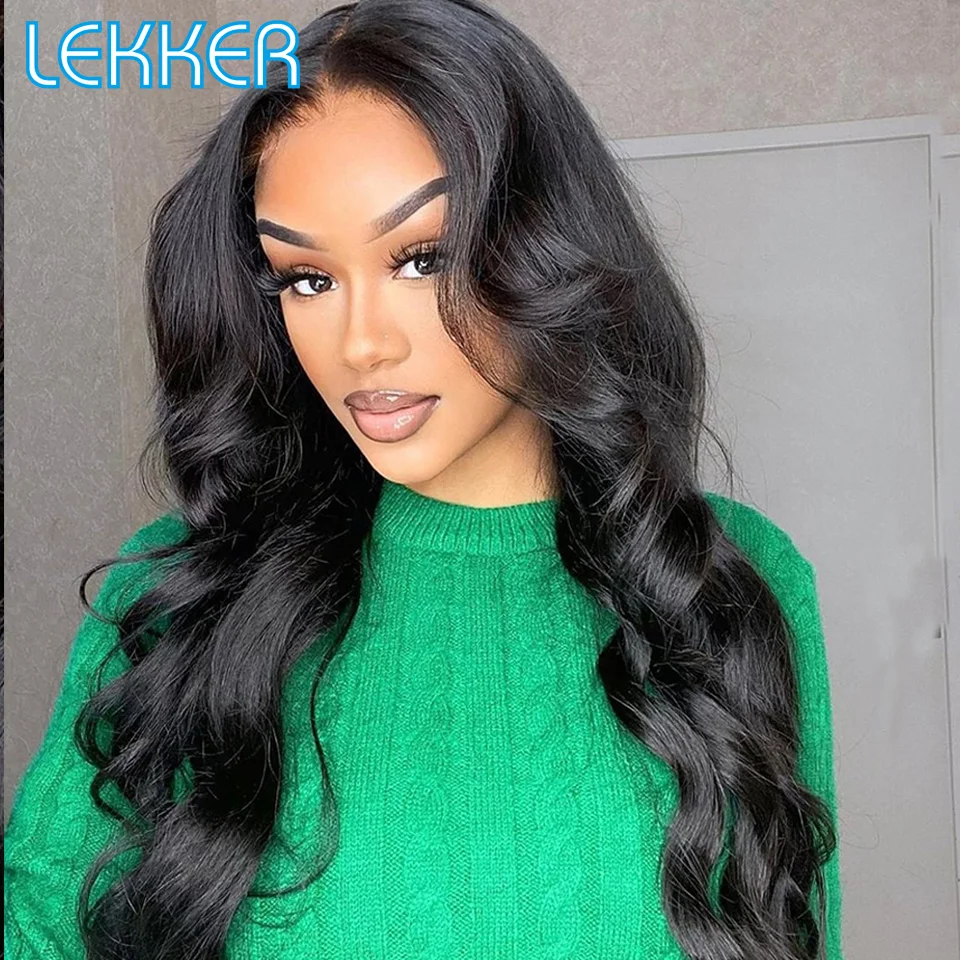 Lekker Black Long Wavy 13x1 T Part Lace Front 100% Human Hair Wigs For Women Brazilian Remy Hair Body Wave Clearance Glueless - Image 2