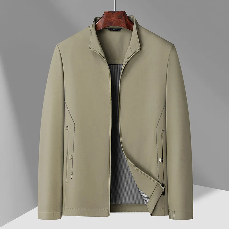 Spring Collection Men's Stylish and Handsome High-quality Jacket - Classic and Versatile Business Casual Pure Color Stand-up Col