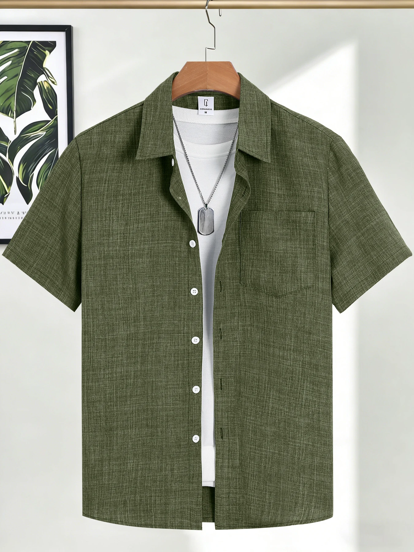 Men's Casual Linen Short Sleeve Shirts Drip Outfits Man Outfit Set Designer Cheap Clothing Summer Tops For Man - Image 9