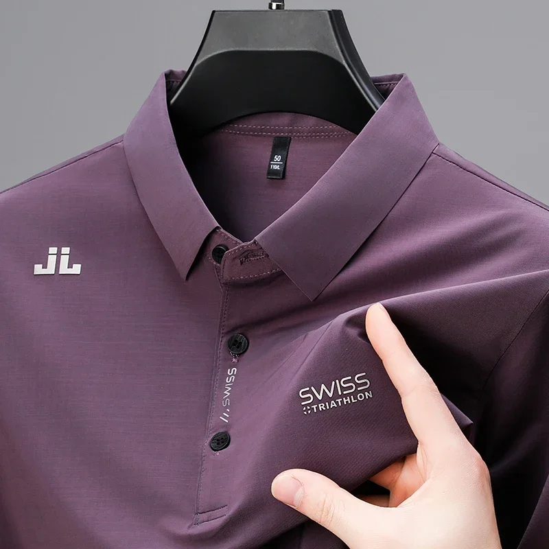 Men’s Business Casual Short-Sleeve Polo Shirt – Solid Color Breathable Fashion Top with Badge - Image 6