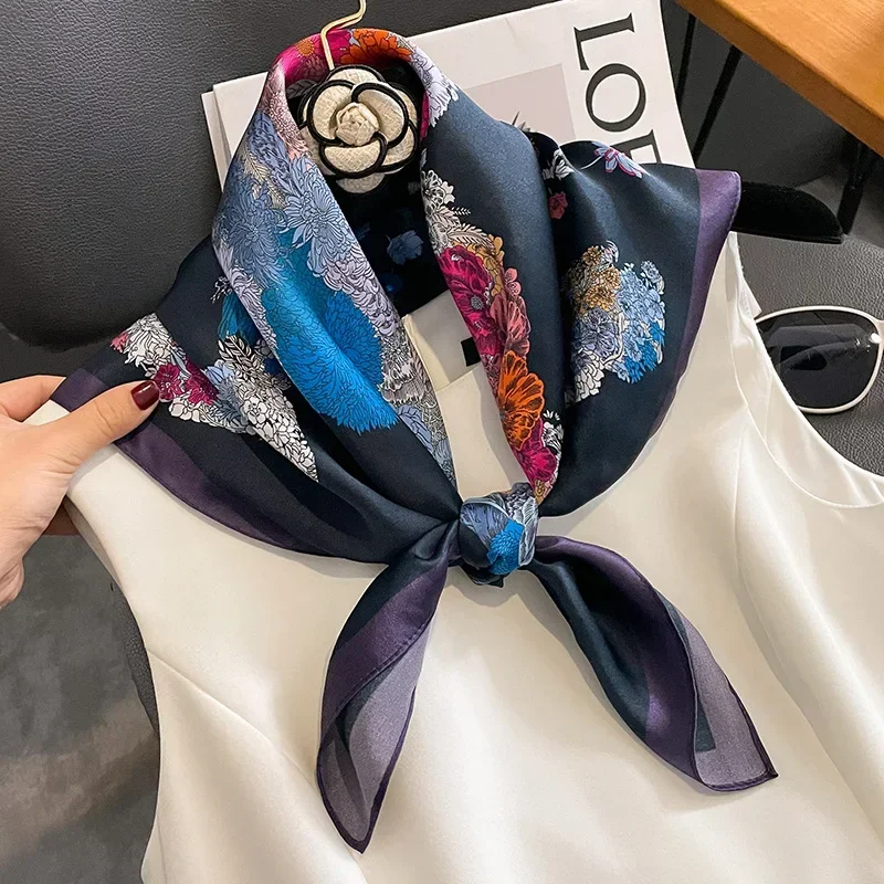 100% Mulberry Silk Bandana Headband Women's Triangle Headscarf Hair Bands Spring Summer Girl Fashion Decoration Ties Hair Scarf - Image 4