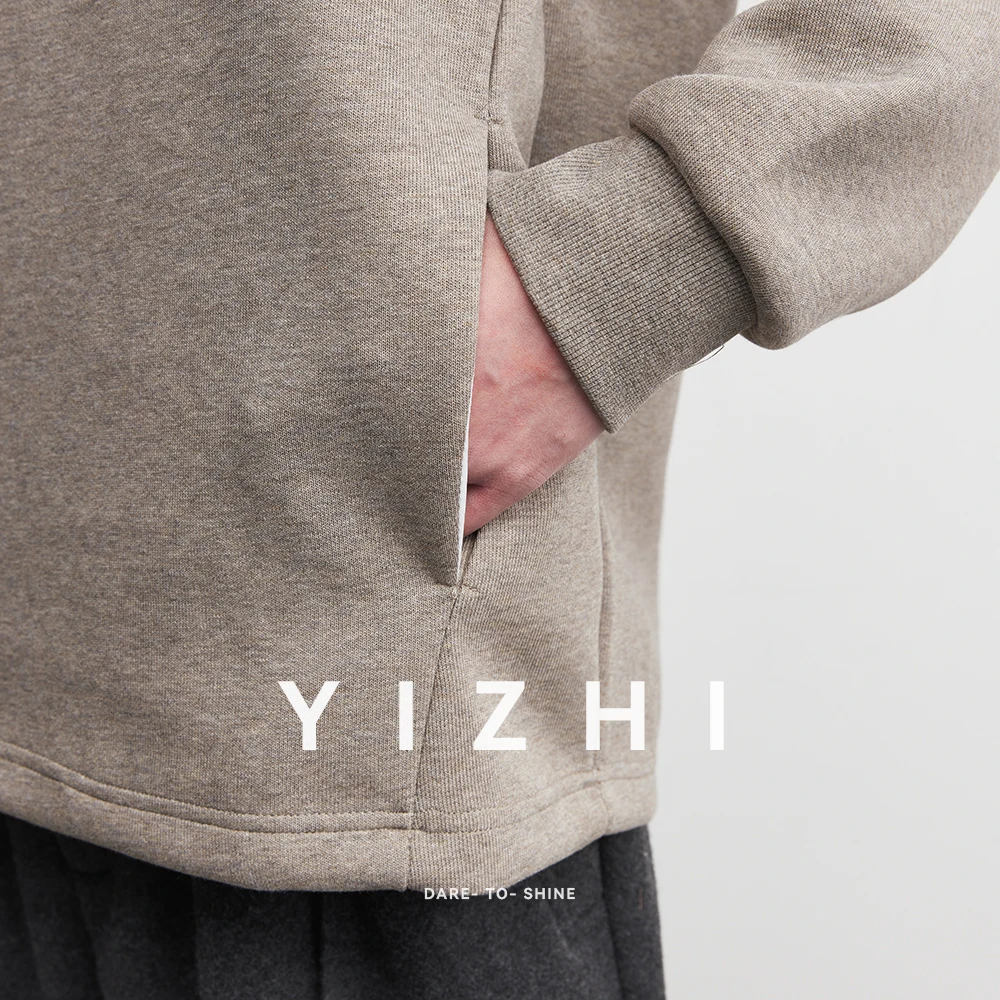 Fashion Men's Solid Color Long-sleeved T-shirt Sweatshirt 2025 Autumn And Winter New Pocket Round Neck Lloose Casual Pullover - Image 5