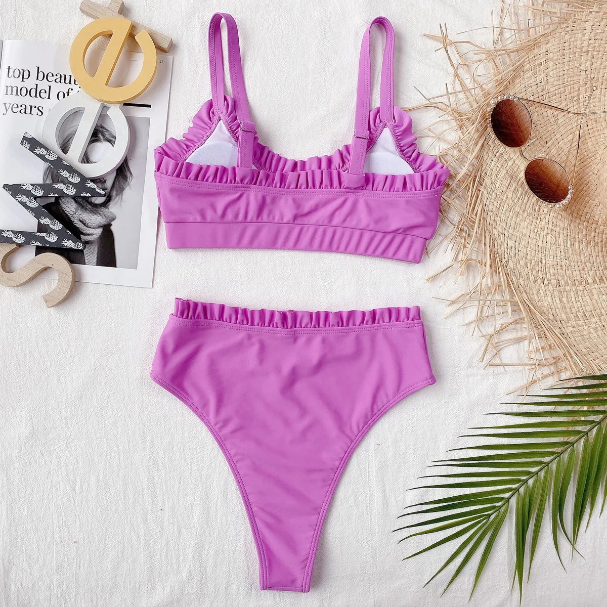 Bikini 2026 Sexy Swimwear Swimsuit Women Solid Ruffled High Waist Bikinis Set Bathing Suit Bikini Taille Haute Biquinis Feminino - Image 5