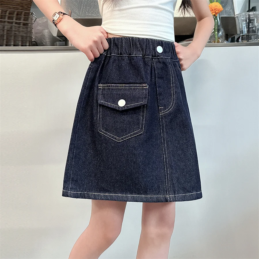 Stylish Kids Children Fashion Vintage Dark Blue Denim Skirt for Teen Girls Trend Street Design Y2K Bottoms 5 6 7 8 9 10 12 14 Y - Image 7
