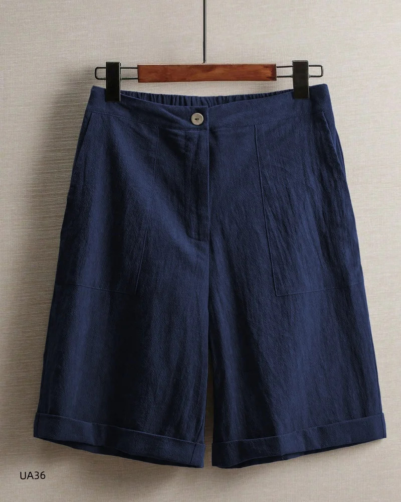 Women's High-Waisted Linen Shorts – Casual Multi-Color Gym & Sports Shorts - Image 8