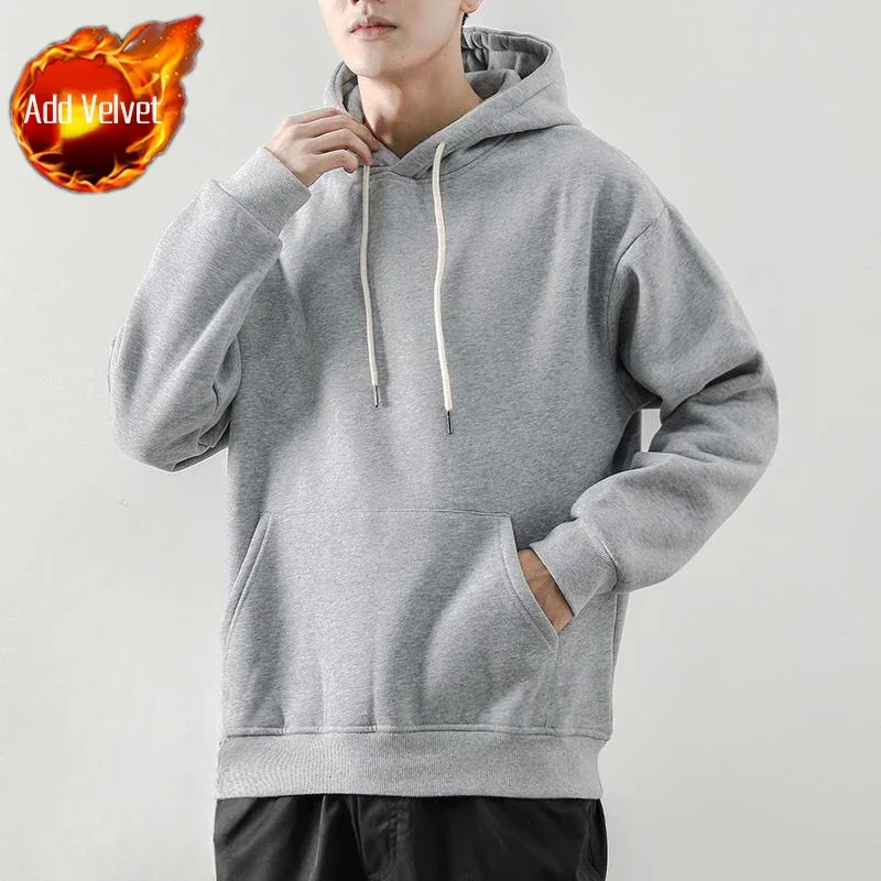 Sweatshirts For Man Fleeced Green Men's Clothing Hooded Hoodies Solid Simple Elegant Hot Offers Sweat Shirt Welcome Deal Cheap - Image 8