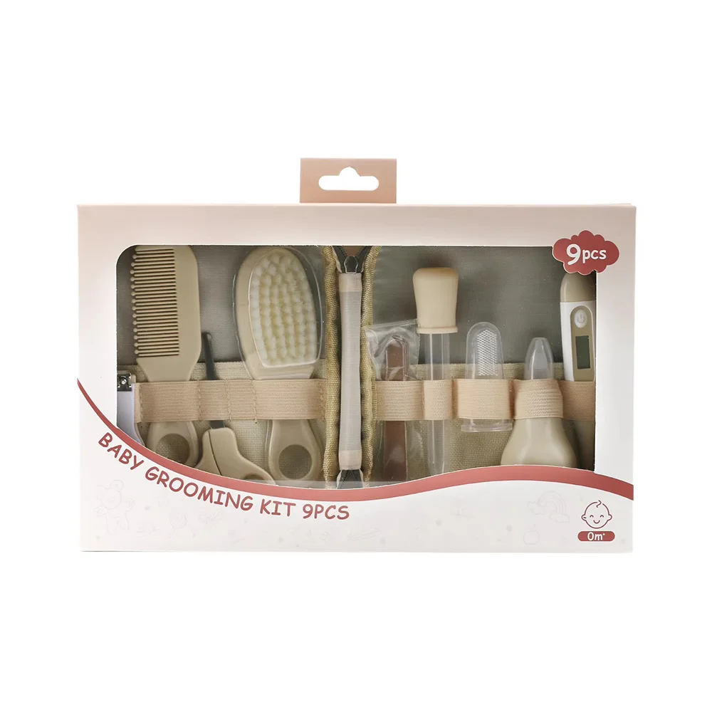 Baby Grooming Kit 9PCS Newborn Care Set with Nail Clipper Hair Brush Comb Thermometer Baby Hygiene Essentials Travel Kit - Image 6