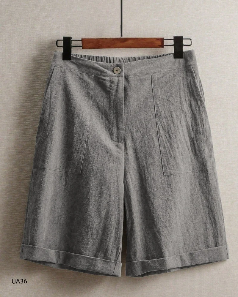 Women's High-Waisted Linen Shorts – Casual Multi-Color Gym & Sports Shorts - Image 4