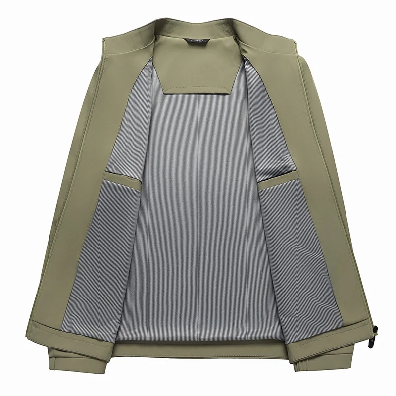 Spring Collection Men's Stylish and Handsome High-quality Jacket - Classic and Versatile Business Casual Pure Color Stand-up Col - Image 3