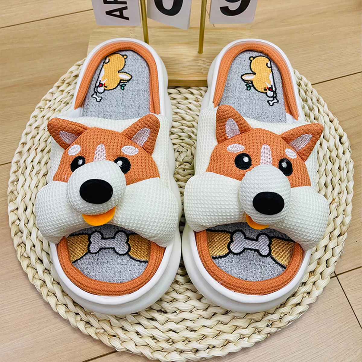 Mo Dou All Senson Designer Slippers Cute Cartoon Lovely Animals Bedroom Cotton Home Shoes Indoor Thick Sole Couples Men Women - Image 13