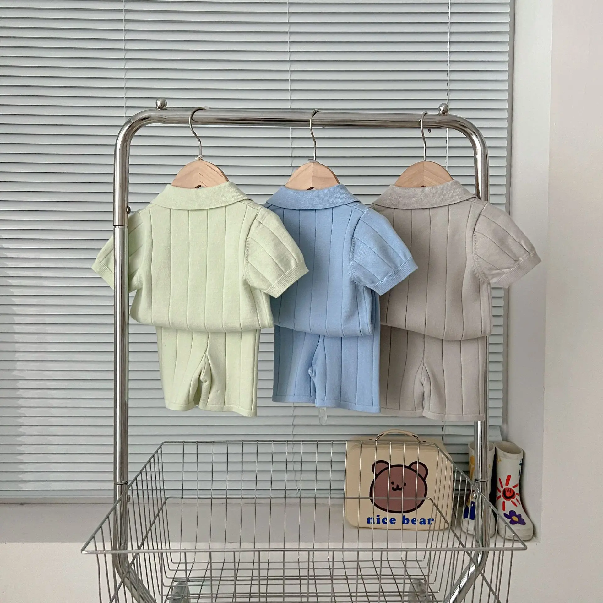 INS Infant Boys Polo Knitted Sweater Lapel Collar Short Sleeve Knitwear for Toddler Girls Pullovers Children's Clothing Outfits - Image 2