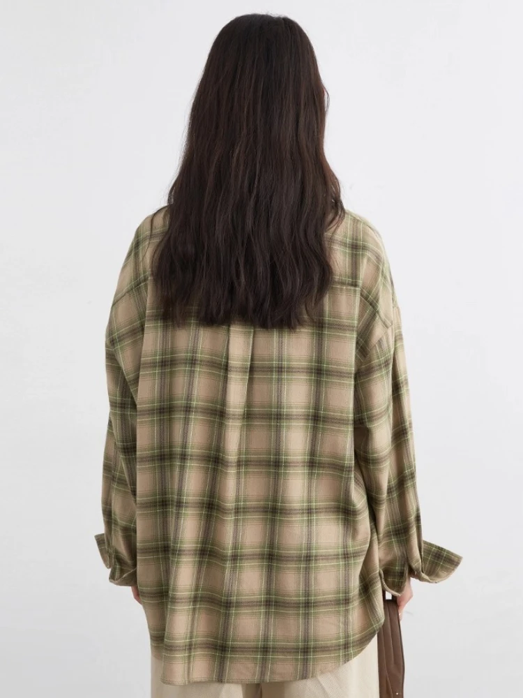 CHIC VEN Women Shirts Loose Casual New Sanding Plaid Shirt Long Sleeve Medium Long Length Blouses Female Tops Spring Autumn 2025 - Image 6