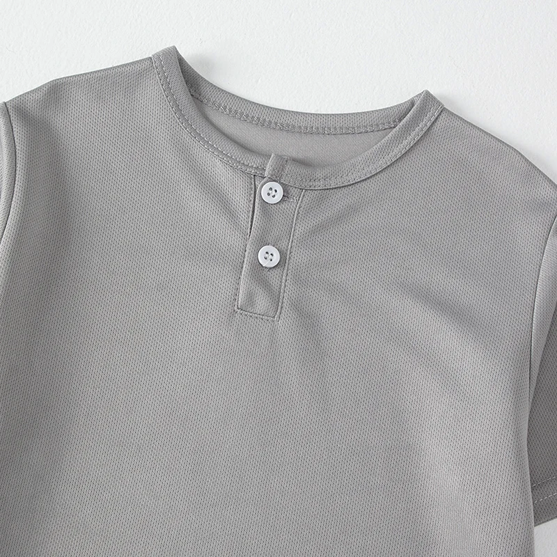 3/1 Pcs Children's Quick-drying Multicolor Breathable Henry Short-sleeved Boy Casual Fashion Button Top Joker Gentleman Student - Image 6