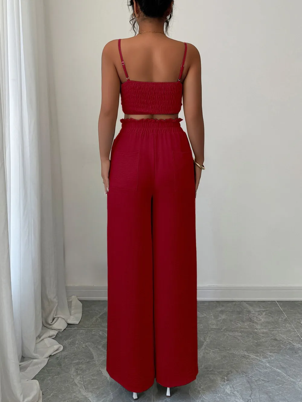 V-Neck Cami and Wide Leg Pants Set - Image 7