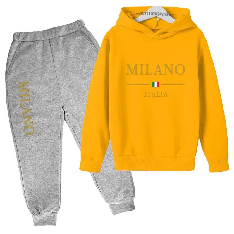 Kids Letter Print Tracksuit | Boys & Girls Casual Pullover Hoodie and Pants Set - Image 26