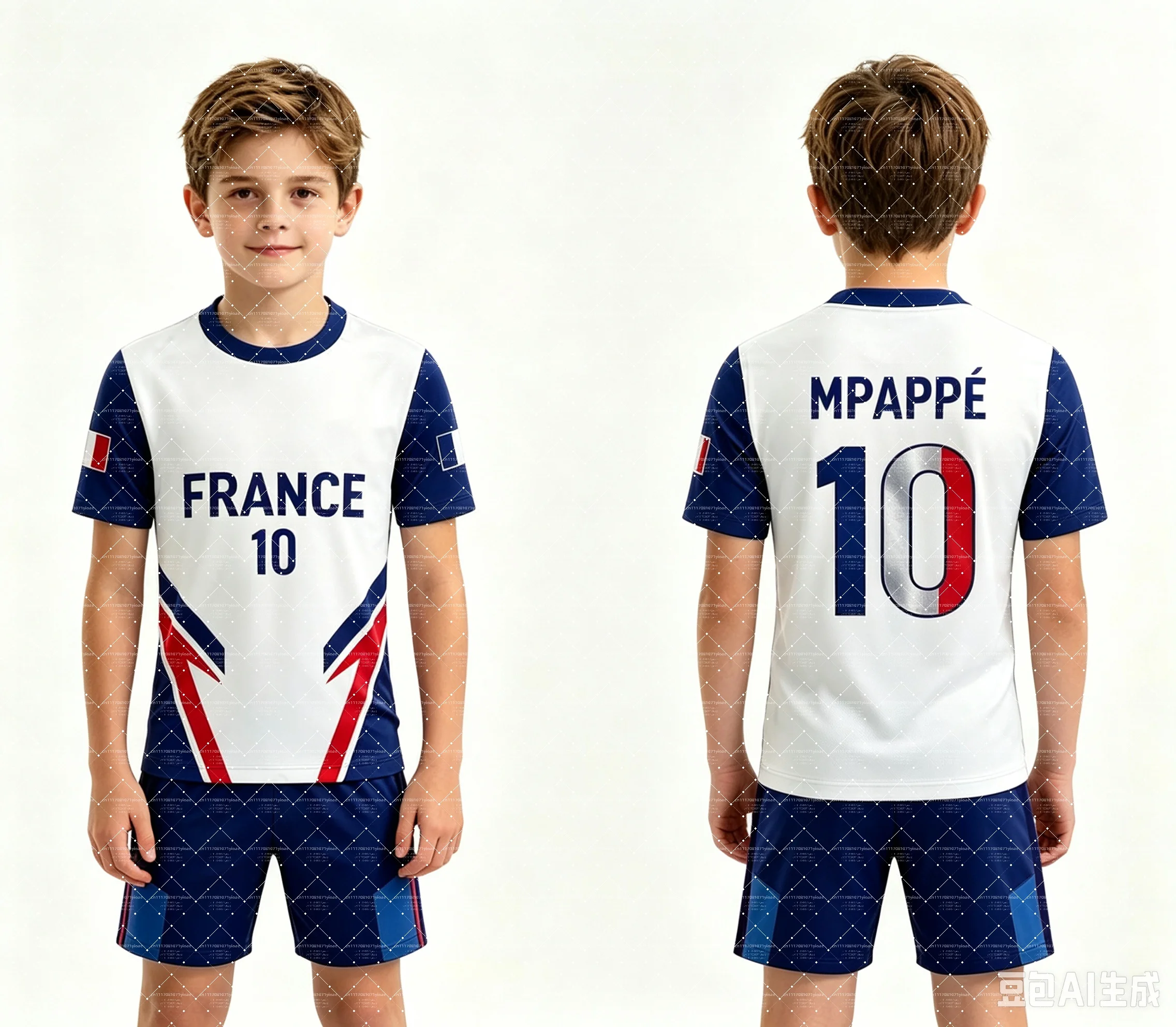 Kids Mbappé France Fan Football Jersey & Shorts Set | Official No. 10 2-Piece Summer Activewear - Image 9