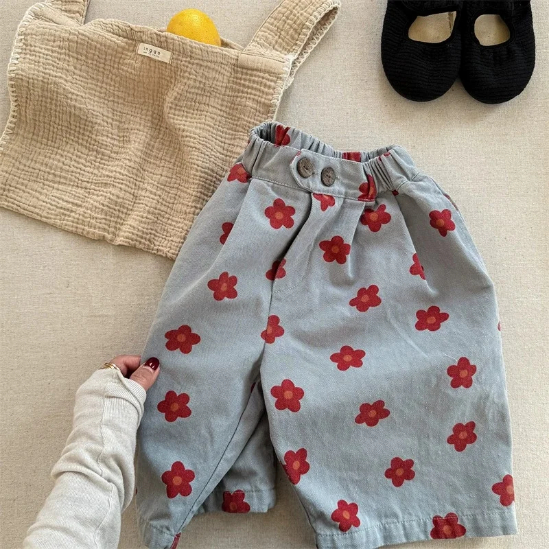 Kids Floral Print Harem Pants | Cute Toddler Cropped Ankle-Length Pants (Ages 1-5) - Image 4