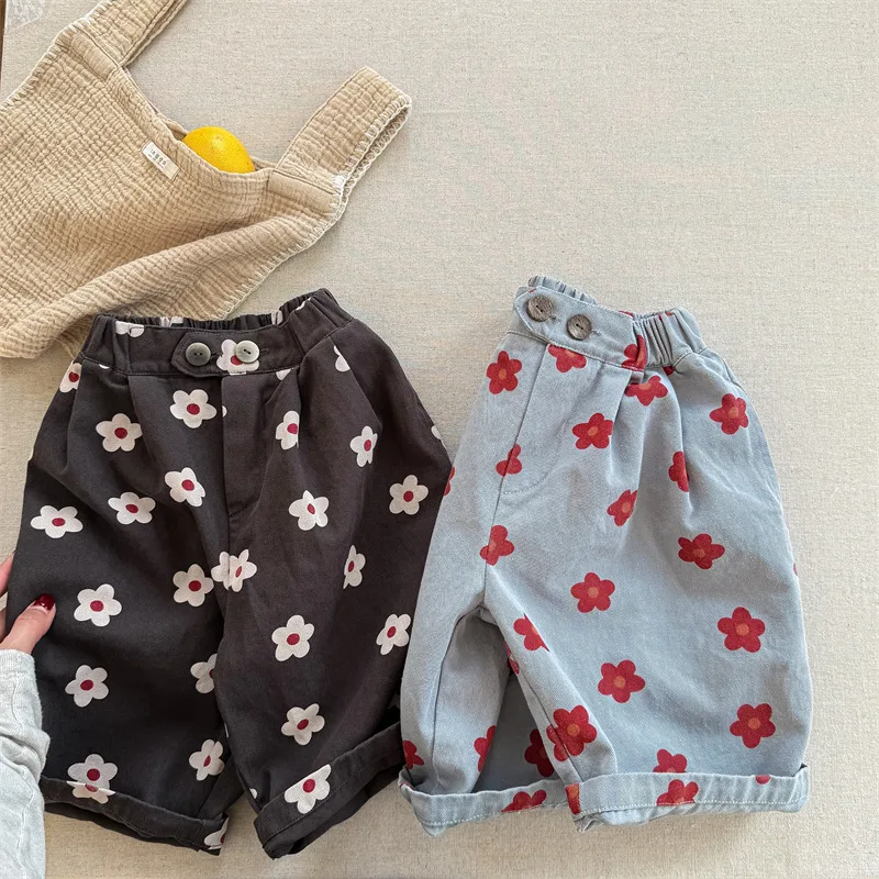 Kids Floral Print Harem Pants | Cute Toddler Cropped Ankle-Length Pants (Ages 1-5) - Image 2