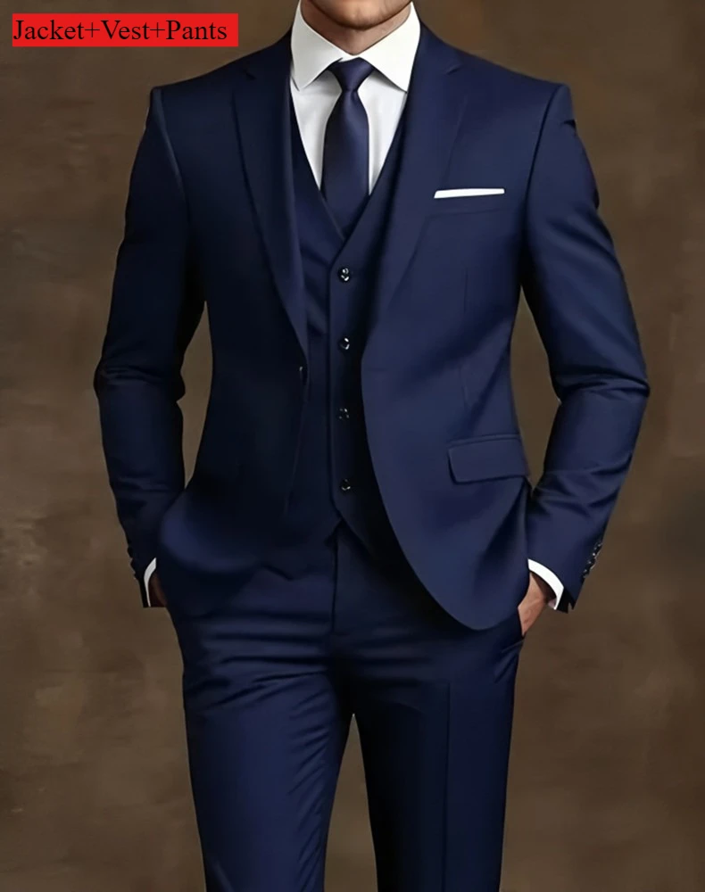 Men's Business Casual Suit for Weddings, Genuine Blazer, Vest and Pants, Big & Tall,Slim Fit Waistcoat, Dress Trousers, US Size - Image 9