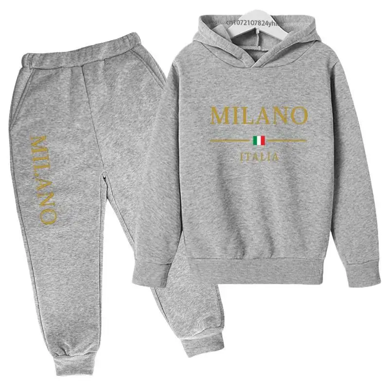 Kids Letter Print Tracksuit | Boys & Girls Casual Pullover Hoodie and Pants Set - Image 13