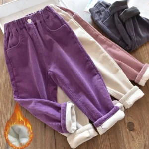 Kids Corduroy Thick Winter Pants
