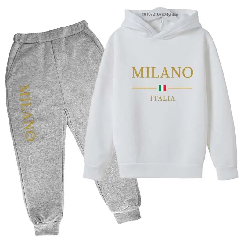 Kids Letter Print Tracksuit | Boys & Girls Casual Pullover Hoodie and Pants Set - Image 11