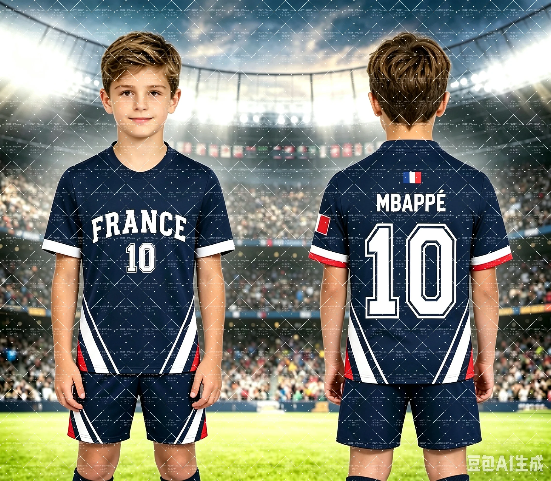 Kids Mbappé France Fan Football Jersey & Shorts Set | Official No. 10 2-Piece Summer Activewear - Image 3