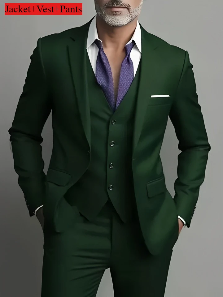 Men's Business Casual Suit for Weddings, Genuine Blazer, Vest and Pants, Big & Tall,Slim Fit Waistcoat, Dress Trousers, US Size - Image 16