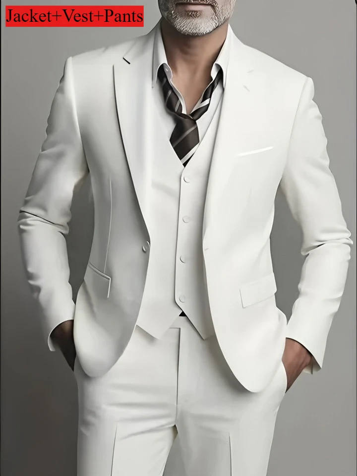 Men's Business Casual Suit for Weddings, Genuine Blazer, Vest and Pants, Big & Tall,Slim Fit Waistcoat, Dress Trousers, US Size - Image 15