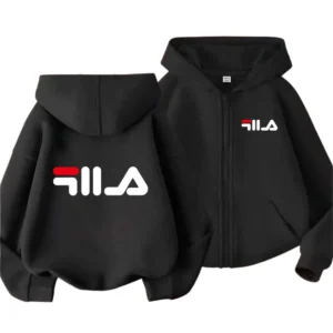 Kids Minimalist Letter-Print Zip Hoodie | Premium Spring & Autumn Streetwear Jacket (Ages 2-