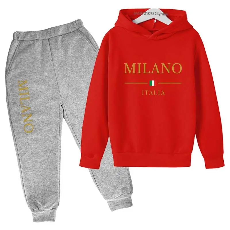 Kids Letter Print Tracksuit | Boys & Girls Casual Pullover Hoodie and Pants Set - Image 10
