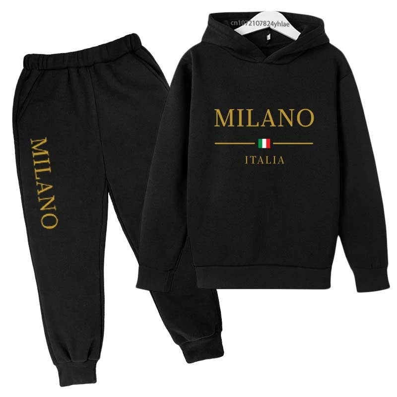 Kids Letter Print Tracksuit | Boys & Girls Casual Pullover Hoodie and Pants Set