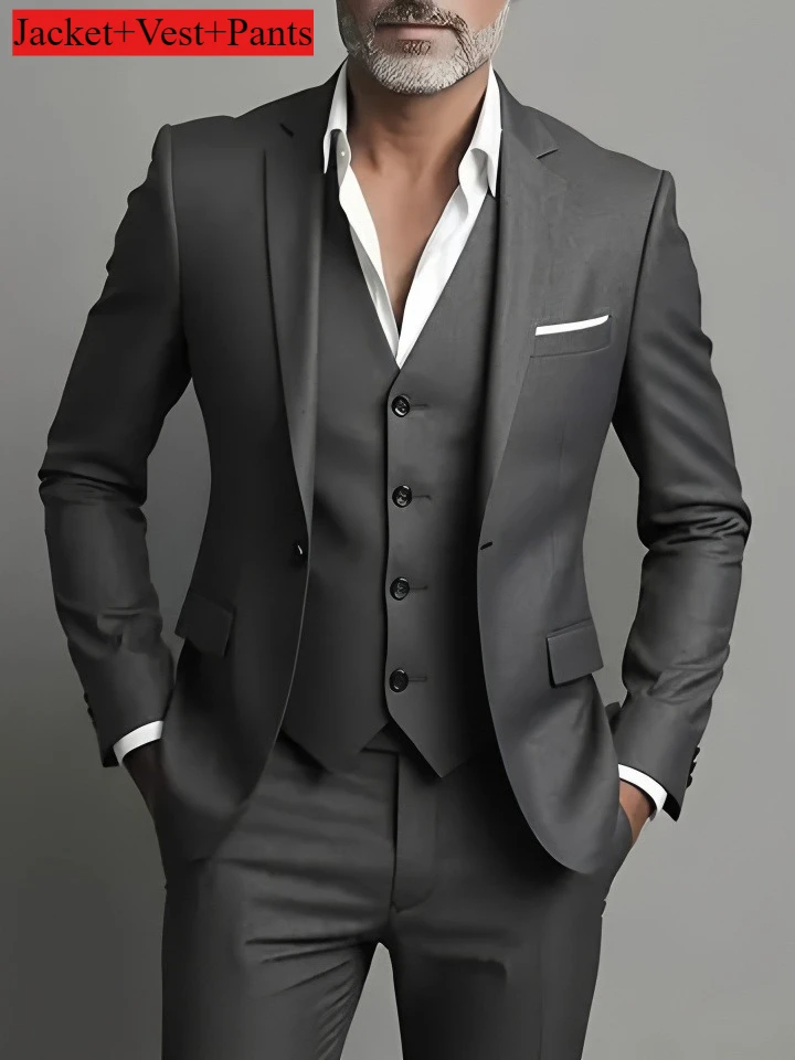 Men's Business Casual Suit for Weddings, Genuine Blazer, Vest and Pants, Big & Tall,Slim Fit Waistcoat, Dress Trousers, US Size - Image 14