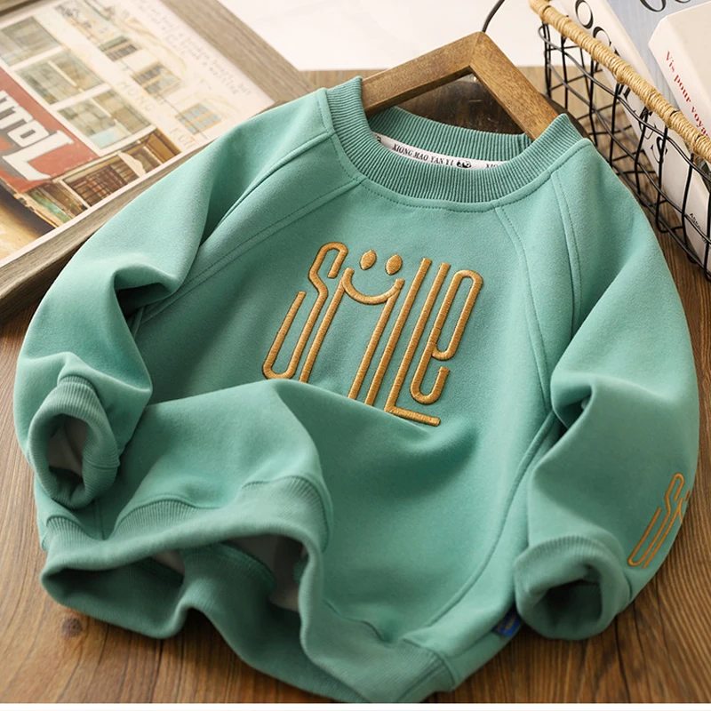 Teenager Boys Smile Letter Sweatshirt | Iverose - Image 3