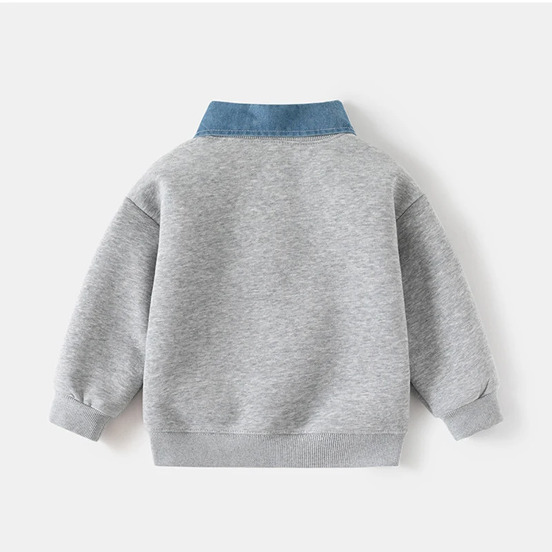 Kids Korean Style Two-Piece Sweatshirt | Cartoon Print Detachable Collar Top - Image 2