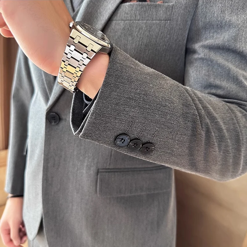 S-7XL Jacket Vest Pants Luxury Elasticity Boutique Fashion Men's Solid Color Casual Business Suit 3-piece Sets Groom Wedding - Image 6
