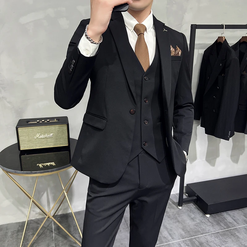 S-7XL Jacket Vest Pants Luxury Elasticity Boutique Fashion Men's Solid Color Casual Business Suit 3-piece Sets Groom Wedding - Image 13
