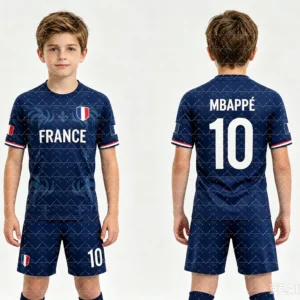 Kids Mbappé France Fan Football Jersey & Shorts Set | Official No. 10 2-Piece Summer Activewear