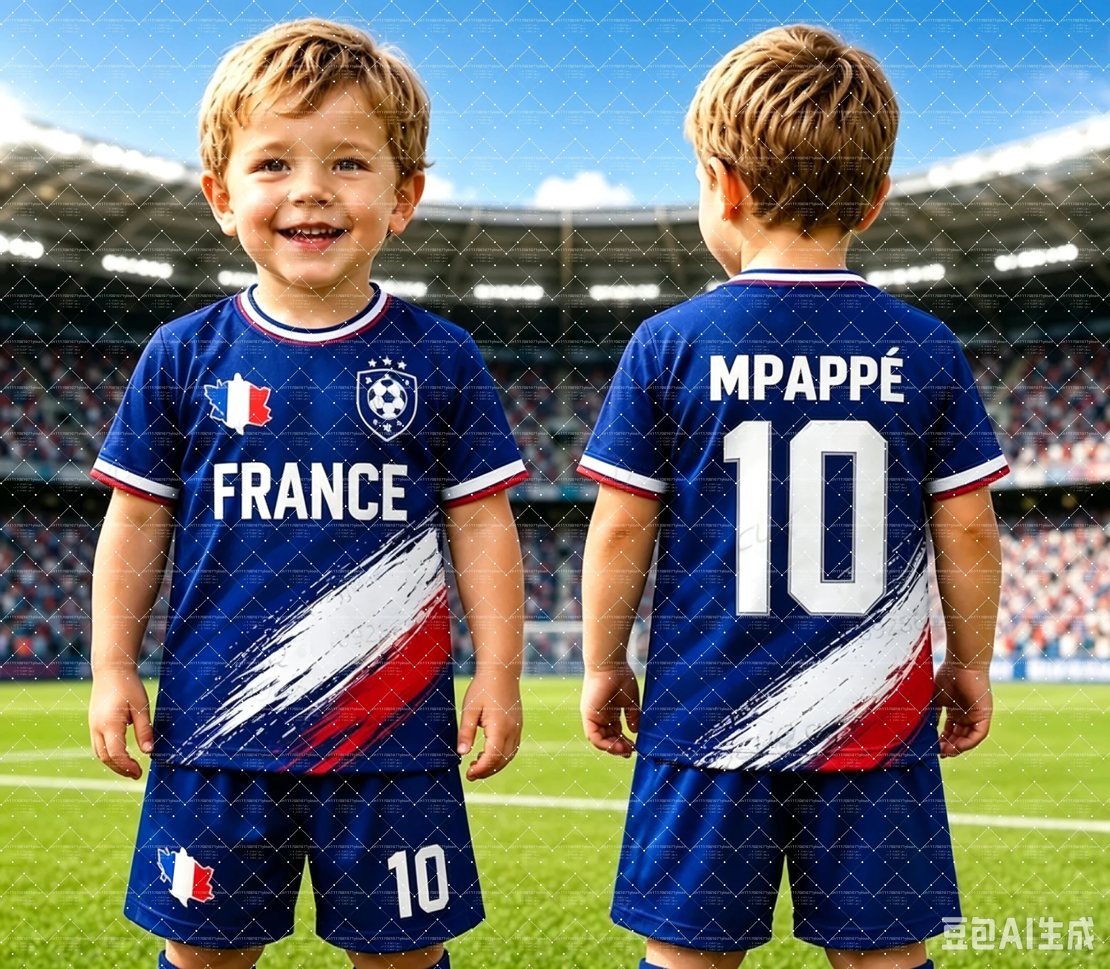 Kids Mbappé France Fan Football Jersey & Shorts Set | Official No. 10 2-Piece Summer Activewear - Image 2
