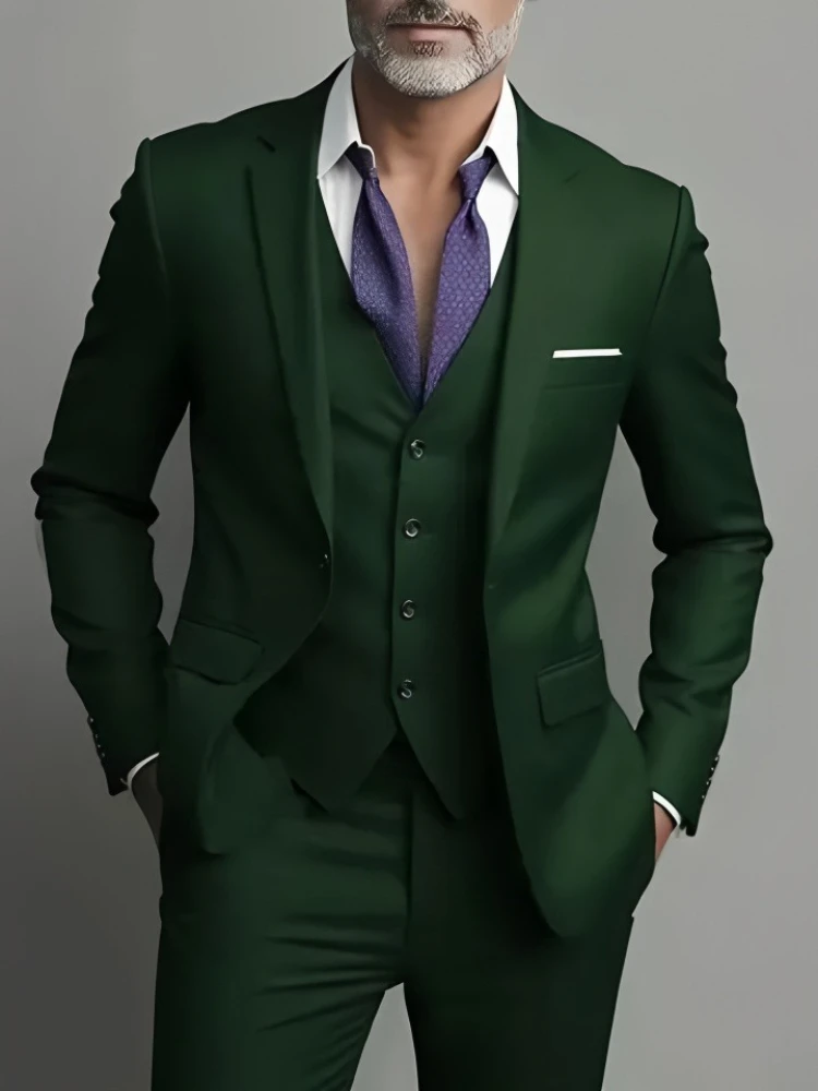 Men's Business Casual Suit for Weddings, Genuine Blazer, Vest and Pants, Big & Tall,Slim Fit Waistcoat, Dress Trousers, US Size - Image 5