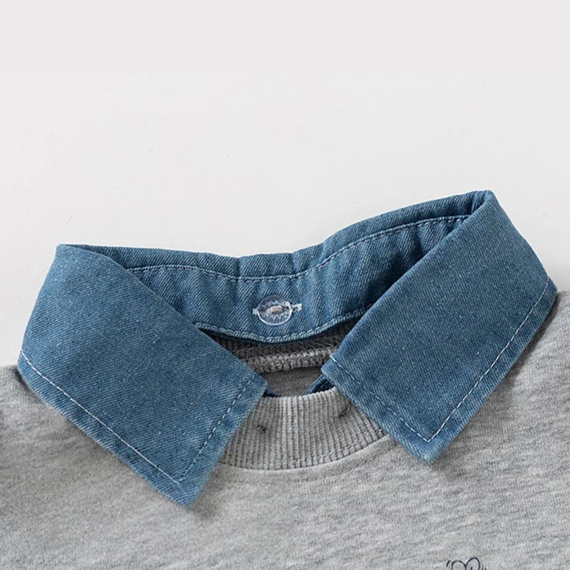 Kids Korean Style Two-Piece Sweatshirt | Cartoon Print Detachable Collar Top - Image 3