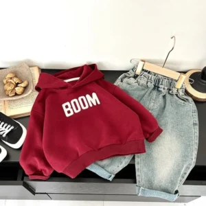 Luxury Kids Fleece-Lined Designer Hoodie | Premium Cartoon Winter Warm-Up Sweatshirt